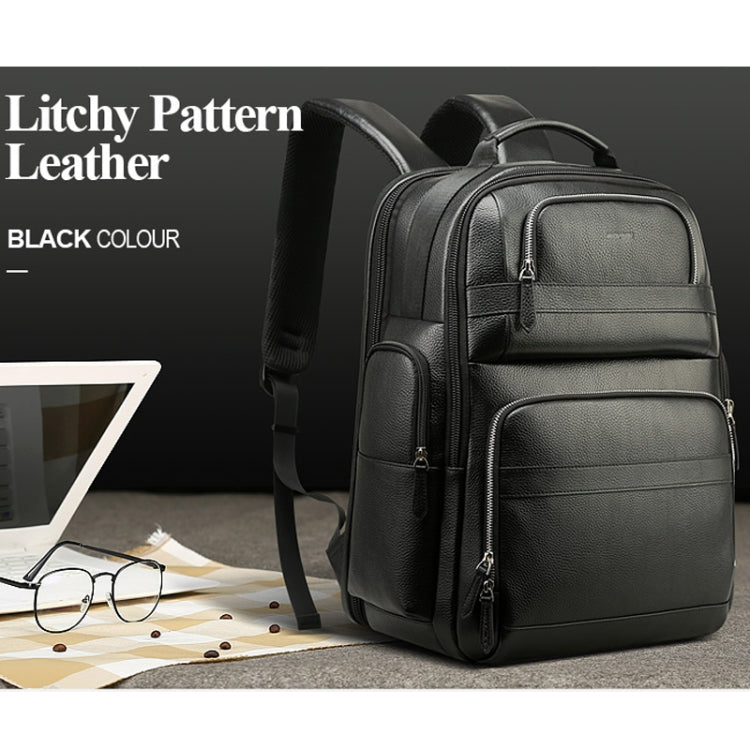 Bopai 851-01981A Top-grain Leather Business Travel Anti-theft Man Backpack, Size: 35x26x44cm