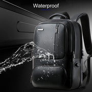 Bopai 851-023911 Top-grain Leather Business Breathable Anti-theft Man Backpack, Size: 28x18x42cm(Black)
