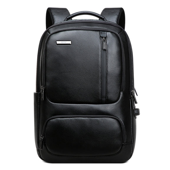 Bopai 851-023911 Top-grain Leather Business Breathable Anti-theft Man Backpack, Size: 28x18x42cm(Black)