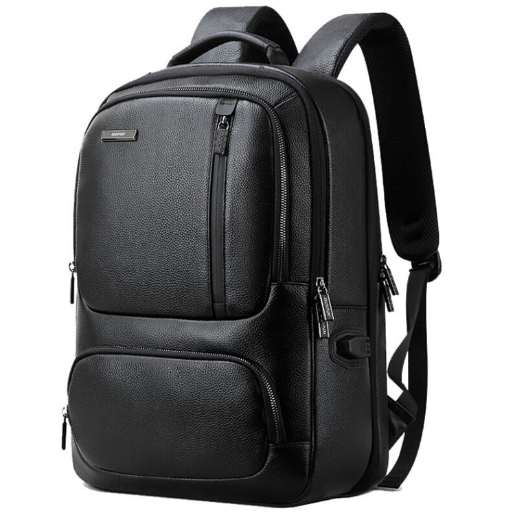 Bopai 851-023911 Top-grain Leather Business Breathable Anti-theft Man Backpack, Size: 28x18x42cm(Black)