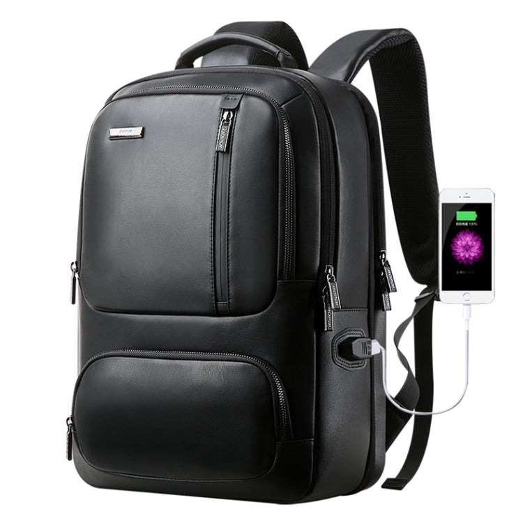 Bopai 851-024011 Top-grain Leather Business Breathable Anti-theft Man Backpack, Size: 28x18x42cm(Black) - free shipping - PMC Jewellery - Order now!