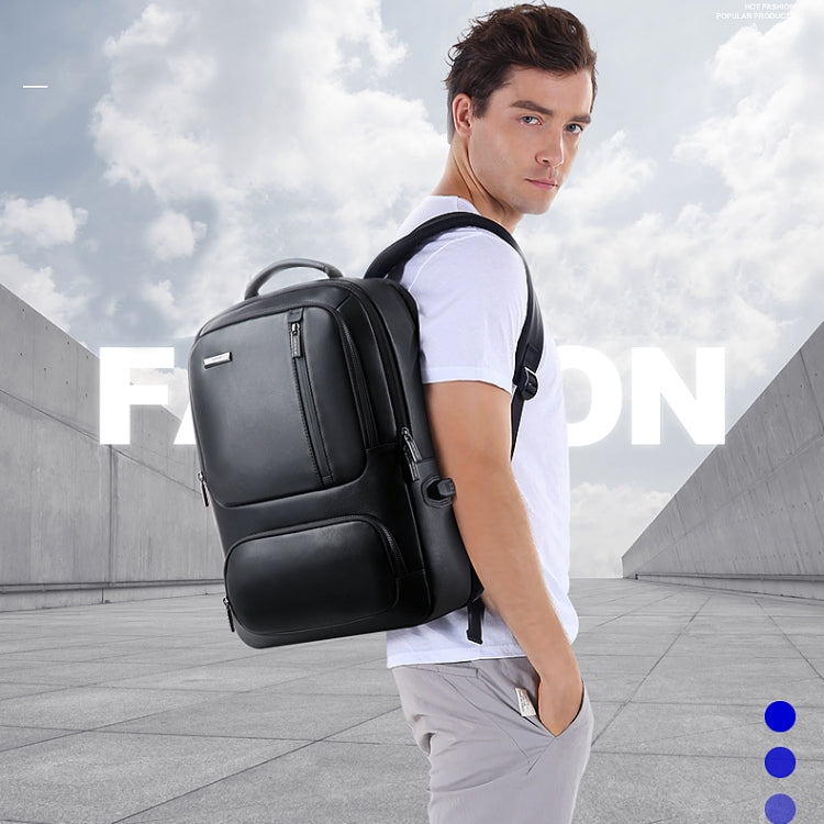 Bopai 851-024011 Top-grain Leather Business Breathable Anti-theft Man Backpack, Size: 28x18x42cm(Black)
