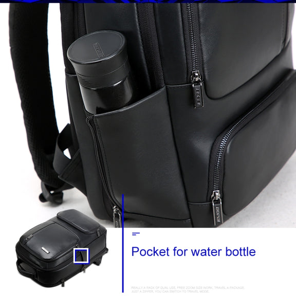 Bopai 851-024011 Top-grain Leather Business Breathable Anti-theft Man Backpack, Size: 28x18x42cm(Black)