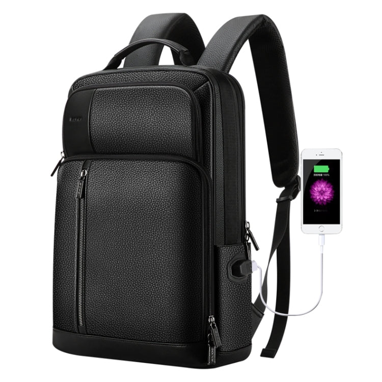Bopai 851-036611 Large Capacity Top-grain leather Business Breathable Man Backpack, Size: 30x12x43cm(Black) - free shipping - PMC Jewellery - Order now!