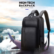 Bopai 851-036611 Large Capacity Top-grain leather Business Breathable Man Backpack, Size: 30x12x43cm(Black)