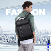 Bopai 851-036611 Large Capacity Top-grain leather Business Breathable Man Backpack, Size: 30x12x43cm(Black)
