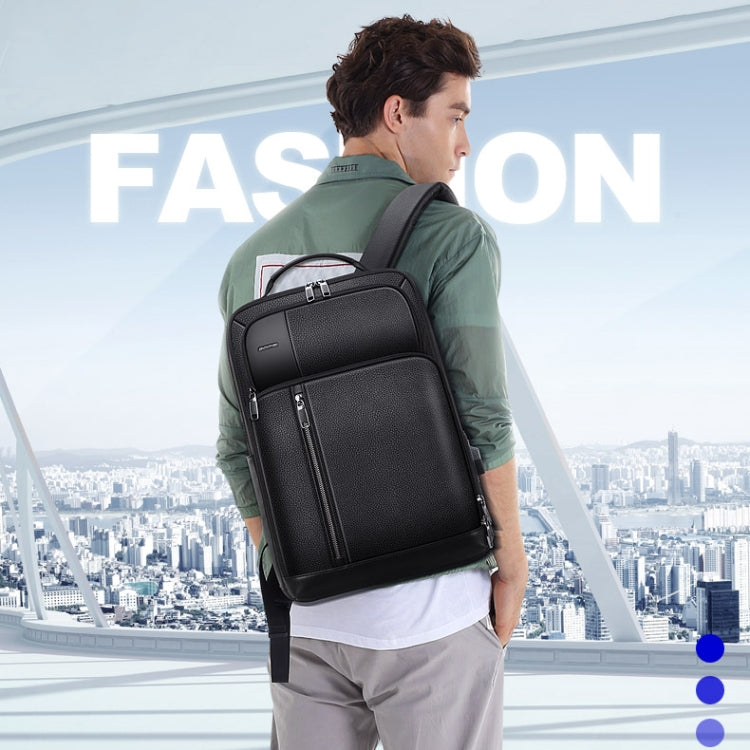 Bopai 851-036611 Large Capacity Top-grain leather Business Breathable Man Backpack, Size: 30x12x43cm(Black)