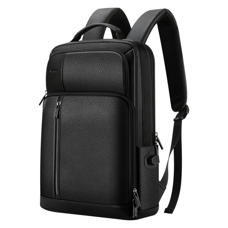 Bopai 851-036611 Large Capacity Top-grain leather Business Breathable Man Backpack, Size: 30x12x43cm(Black)