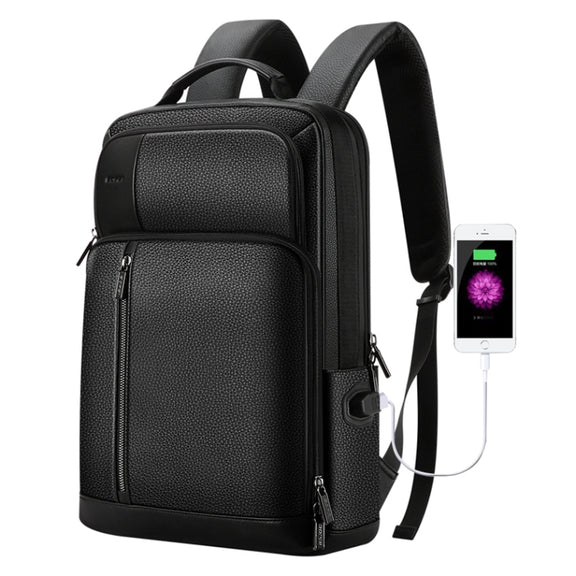 Bopai 851-036611 Large Capacity Top-grain leather Business Breathable Man Backpack, Size: 30x12x43cm(Black)