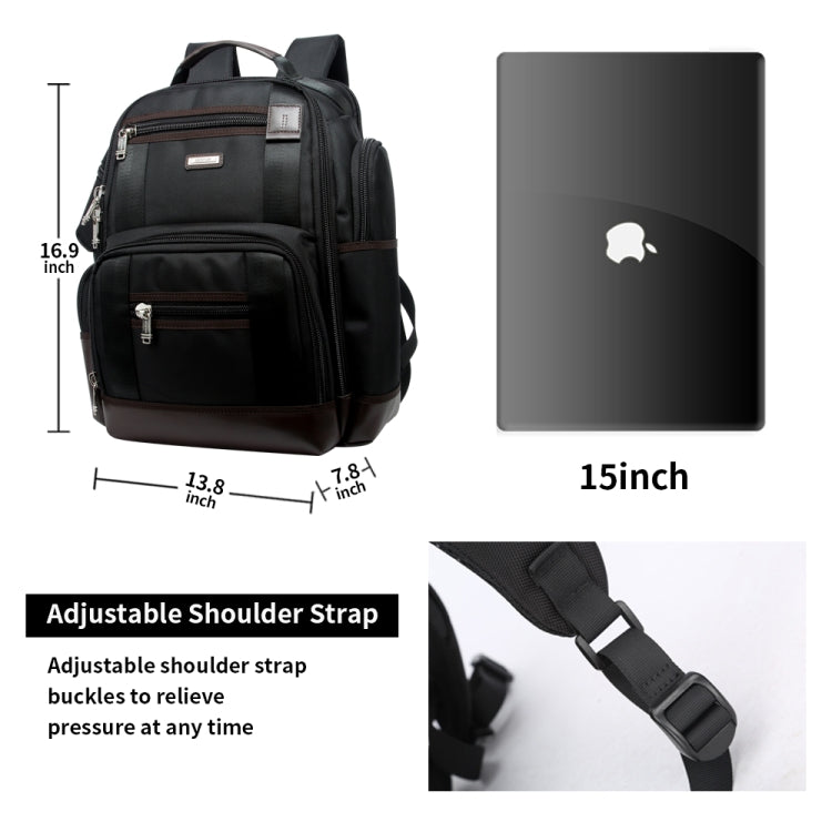 Bopai 11-85301 15.6 inch Large Capacity Multi-layer Zipper Bag Design Breathable Laptop Backpack, Size: 35 x 20 x 43cm(Black) - free shipping - PMC Jewellery - Order now!