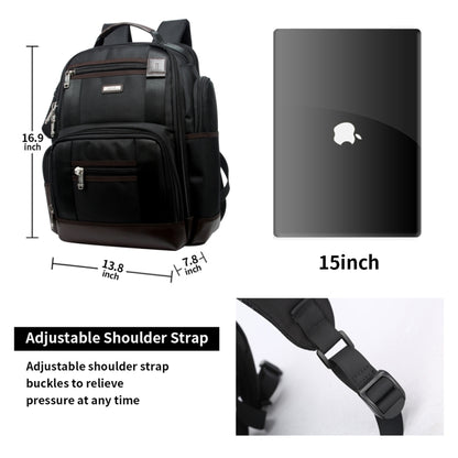 Bopai 11-85301 15.6 inch Large Capacity Multi-layer Zipper Bag Design Breathable Laptop Backpack, Size: 35 x 20 x 43cm(Black) - free shipping - PMC Jewellery - Order now!