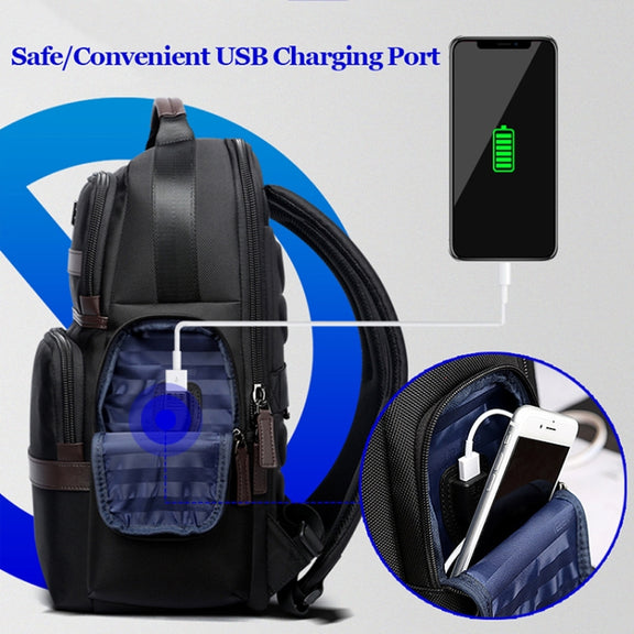 Bopai 751-007301 Business Anti-theft Water-resistant Large Capacity Double Shoulder Bag,with USB Charging Port, Size: 28x19x42cm(Black)