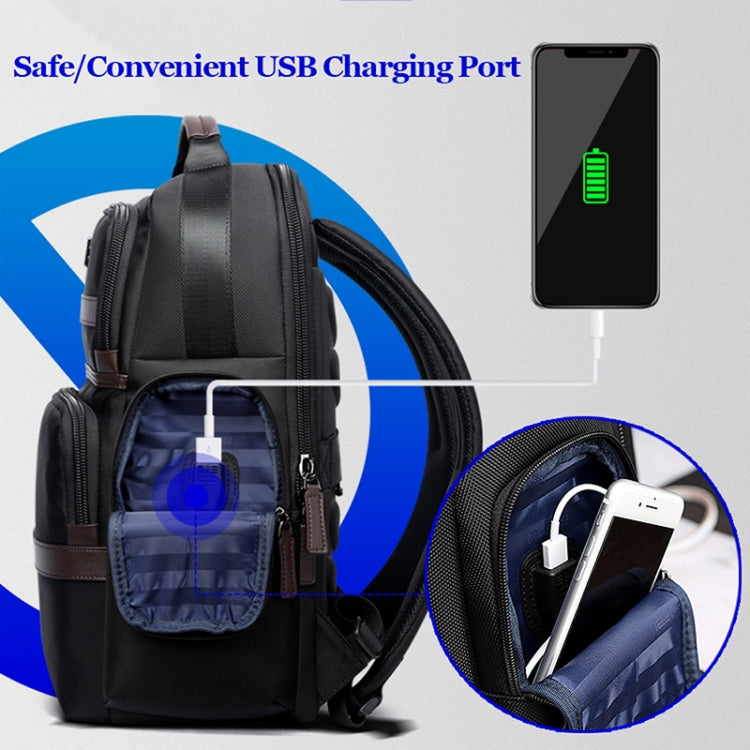 Bopai 751-007301 Business Anti-theft Water-resistant Large Capacity Double Shoulder Bag,with USB Charging Port, Size: 28x19x42cm(Black)