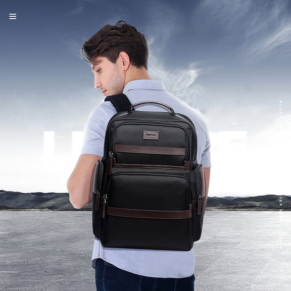 Bopai 751-007301 Business Anti-theft Water-resistant Large Capacity Double Shoulder Bag,with USB Charging Port, Size: 28x19x42cm(Black)