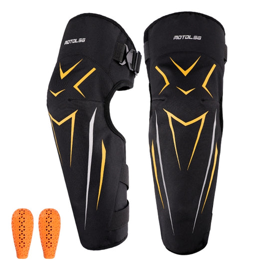MOTOLSG 2 in 1 Knee Pads Motorcycle Bicycle Riding Warm Fleece Soft Protective Gear with CE Protector (Black Yellow) - free shipping - PMC Jewellery - Order now!