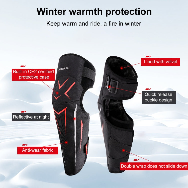 MOTOLSG 2 in 1 Knee Pads Motorcycle Bicycle Riding Warm Fleece Soft Protective Gear with CE Protector (Black Red) - Protective Gear by MOTOLSG | Online Shopping South Africa | PMC TechLife | Buy Now Pay Later Mobicred