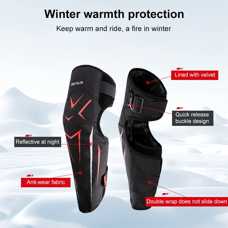 MOTOLSG 2 in 1 Knee Pads Motorcycle Bicycle Riding Warm Fleece Soft Protective Gear (Black Red) - free shipping - PMC Jewellery - Order now!