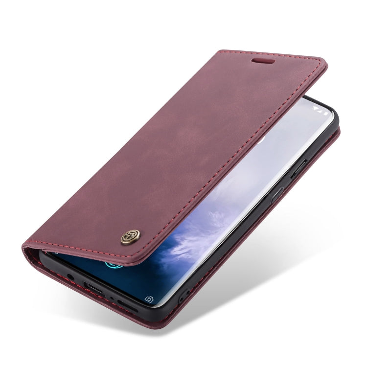 CaseMe-013 Multifunctional Retro Frosted Horizontal Flip Leather Case for OnePlus 7 Pro, with Card Slot & Holder & Zipper Wallet & Photo Frame(Wine Red) - OnePlus Cases by CaseMe | Online Shopping South Africa | PMC Jewellery | Buy Now Pay Later Mobicred