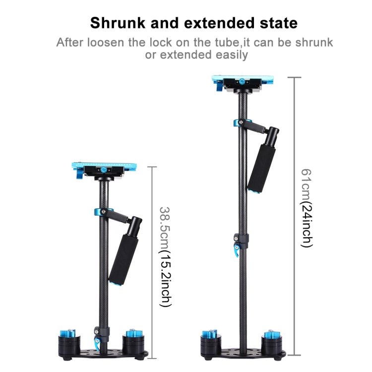 PULUZ 38.5-61cm Carbon Fibre Handheld Stabilizer for DSLR & DV Digital Video & Cameras, Load Range: 0.5-3kg(Blue) - free shipping - PMC Jewellery - Order now!