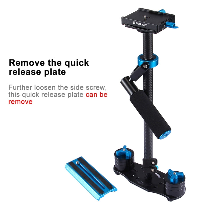 PULUZ 38.5-61cm Carbon Fibre Handheld Stabilizer for DSLR & DV Digital Video & Cameras, Load Range: 0.5-3kg(Blue) - free shipping - PMC Jewellery - Order now!