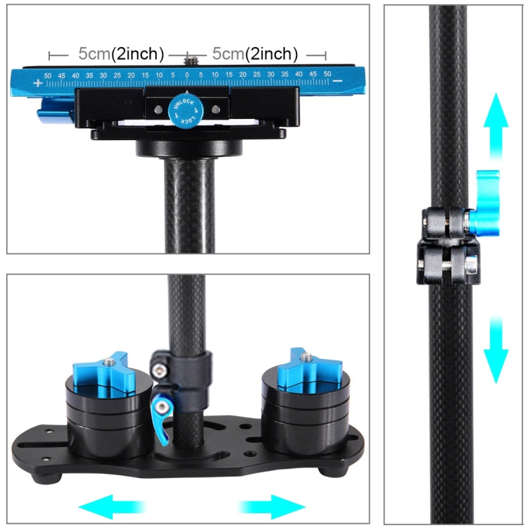 PULUZ 38.5-61cm Carbon Fibre Handheld Stabilizer for DSLR & DV Digital Video & Cameras, Load Range: 0.5-3kg(Blue) - free shipping - PMC Jewellery - Order now!