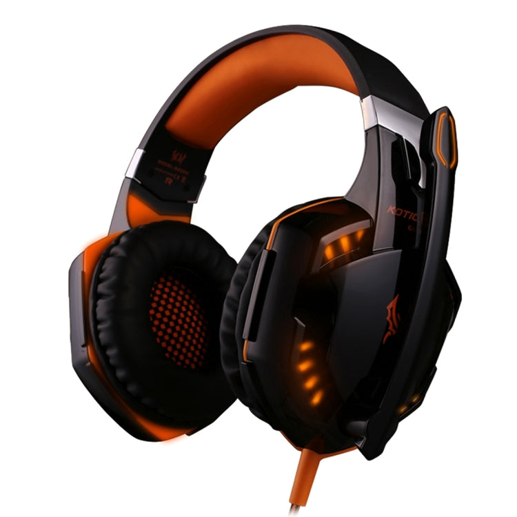 KOTION EACH G2000 Over-ear Game Gaming Headphone Headset Earphone Headband with Mic Stereo Bass LED Light for PC Gamer,Cable Length: About 2.2m(Orange + Black) - free shipping - PMC Jewellery - Order now!