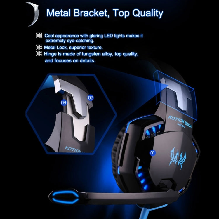 KOTION EACH G2000 Over-ear Game Gaming Headphone Headset Earphone Headband with Mic Stereo Bass LED Light for PC Gamer,Cable Length: About 2.2m(Orange + Black) - free shipping - PMC Jewellery - Order now!
