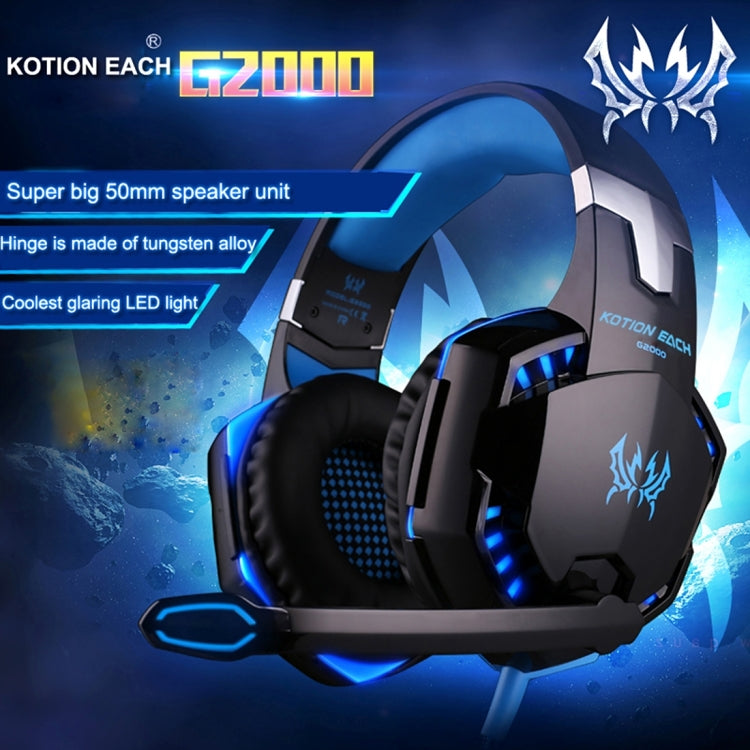 KOTION EACH G2000 Over-ear Game Gaming Headphone Headset Earphone Headband with Mic Stereo Bass LED Light for PC Gamer,Cable Length: About 2.2m(Orange + Black) - free shipping - PMC Jewellery - Order now!