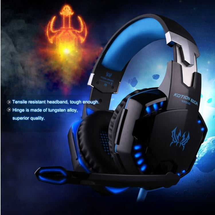 KOTION EACH G2000 Over-ear Game Gaming Headphone Headset Earphone Headband with Mic Stereo Bass LED Light for PC Gamer,Cable Length: About 2.2m(Orange + Black) - free shipping - PMC Jewellery - Order now!