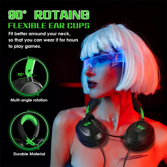 KOTION EACH G3100 Stereo Bass Gaming Headset with Omni-directional Mic,Cable Length: 1.7m(Black+Green)