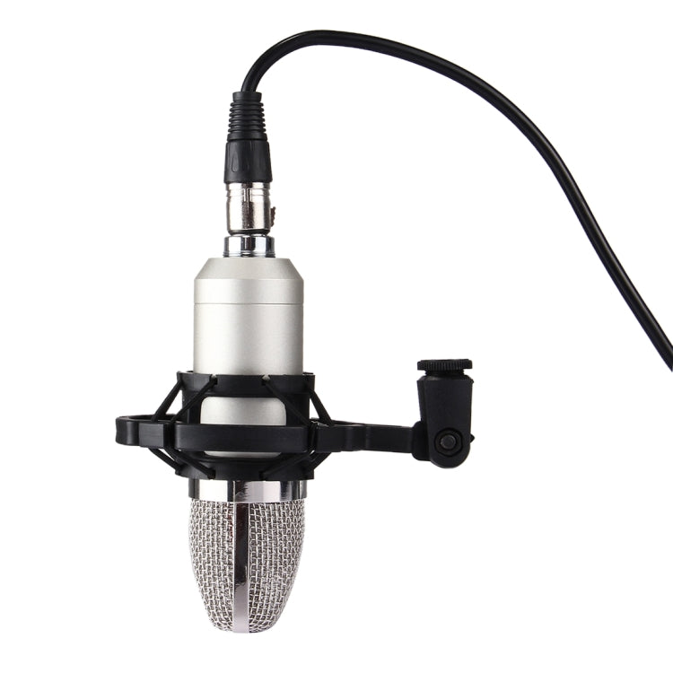 FIFINE F-700 Professional Condenser Sound Recording Microphone with Shock Mount for Studio Radio Broadcasting & Live Boardcast, 3.5mm Earphone Port, Cable Length: 2.5m(Silver) - Microphone by PMC TechLife | Online Shopping South Africa | PMC TechLife | Buy Now Pay Later Mobicred