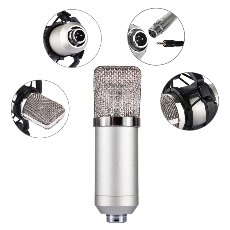 FIFINE F-700 Professional Condenser Sound Recording Microphone with Shock Mount for Studio Radio Broadcasting & Live Boardcast, 3.5mm Earphone Port, Cable Length: 2.5m(Silver) - Microphone by PMC TechLife | Online Shopping South Africa | PMC TechLife | Buy Now Pay Later Mobicred