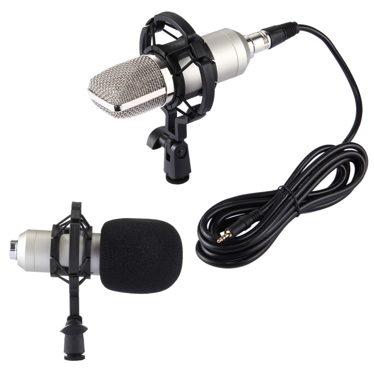 FIFINE F-700 Professional Condenser Sound Recording Microphone with Shock Mount for Studio Radio Broadcasting & Live Boardcast, 3.5mm Earphone Port, Cable Length: 2.5m(Silver) - Microphone by PMC TechLife | Online Shopping South Africa | PMC TechLife | Buy Now Pay Later Mobicred