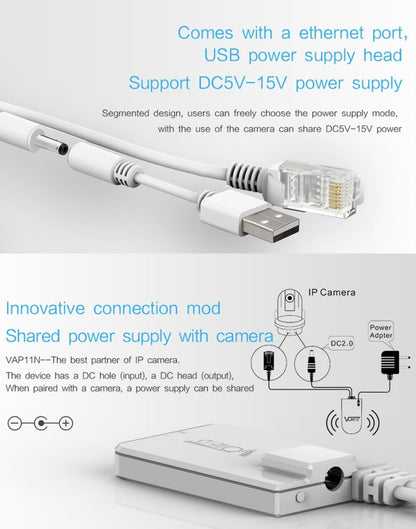 VONETS VAP11N Mini WiFi 300Mbps Repeater WiFi Bridge, Best Partner of IP Device / IP Camera / IP Printer / XBOX / PS3 / IPTV / Skybox(White) - free shipping - PMC Jewellery - Order now!