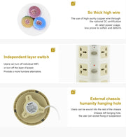 VONETS WiFi-SB-L3 3 Layers with 8 Outlets + 2 USB Ports + RJ45 Port 300Mbps WiFi Repeater Smart Power Sockets, EU Plug, Cable Length: 2m(Gold)