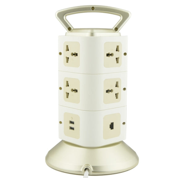 VONETS WiFi-SB-L3 3 Layers with 8 Outlets + 2 USB Ports + RJ45 Port 300Mbps WiFi Repeater Smart Power Sockets, EU Plug, Cable Length: 2m(Gold)