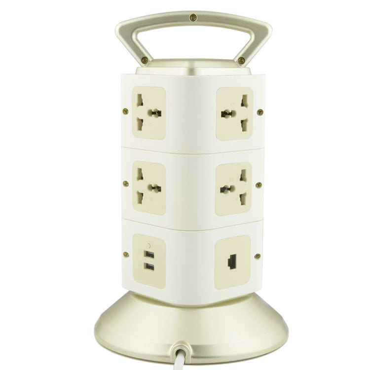 VONETS WiFi-SB-L3 3 Layers with 8 Outlets + 2 USB Ports + RJ45 Port 300Mbps WiFi Repeater Smart Power Sockets, EU Plug, Cable Length: 2m(Gold)