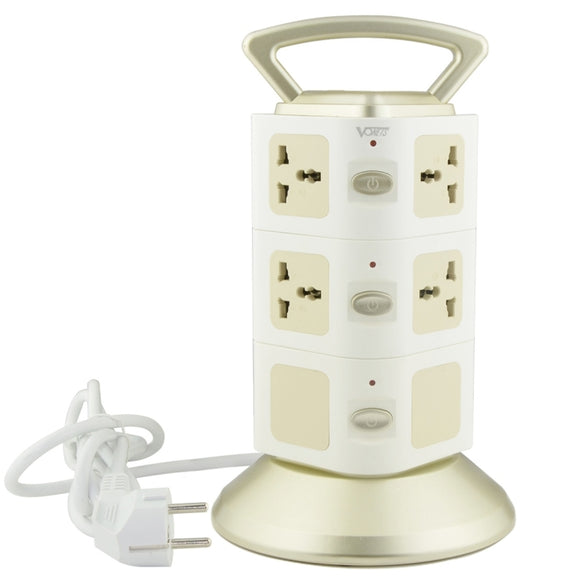 VONETS WiFi-SB-L3 3 Layers with 8 Outlets + 2 USB Ports + RJ45 Port 300Mbps WiFi Repeater Smart Power Sockets, EU Plug, Cable Length: 2m(Gold)