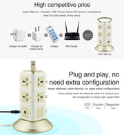 VONETS WiFi-SB-L3 3 Layers with 8 Outlets + 2 USB Ports + RJ45 Port 300Mbps WiFi Repeater Smart Power Sockets, EU Plug, Cable Length: 2m(Gold)