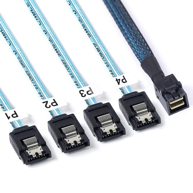 Mini SAS SFF-8643 Host to 7-Pin 4 SATA Target Hard Disk 6Gbps Data Server Raid Cable, Length: 1m - eSATA & SATA & IDE by PMC Jewellery | Online Shopping South Africa | PMC Jewellery | Buy Now Pay Later Mobicred