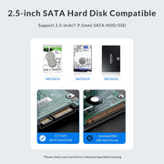 ORICO 2577U3-V1 Grid Texture Design 2.5 inch USB3.0 Micro-B Hard Drive Enclosure Box(Black)