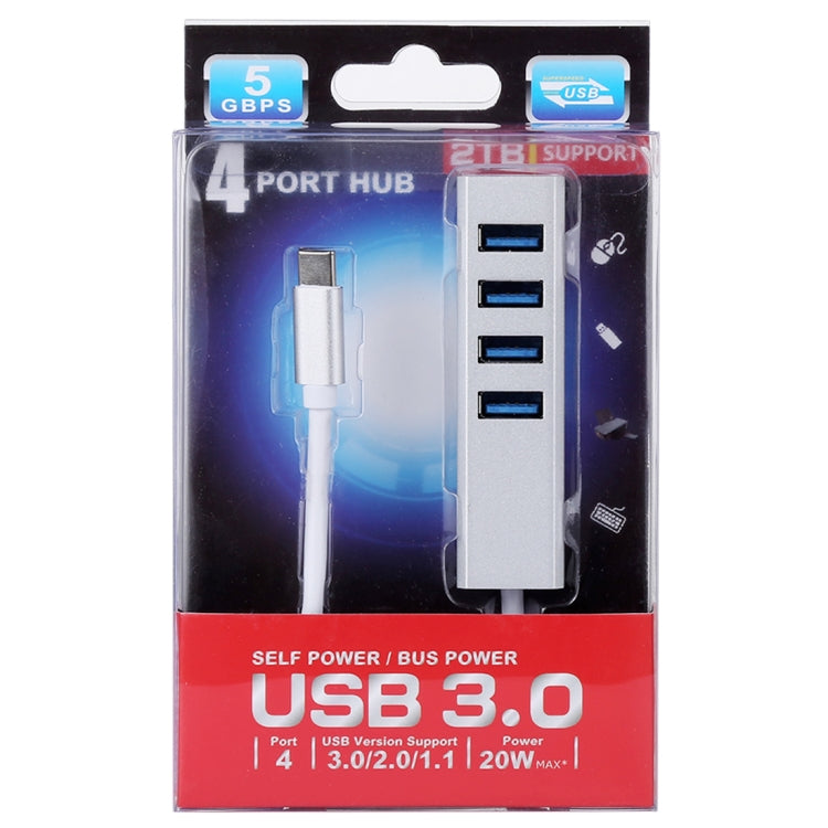 5Gbps Super Speed Self / Bus Power 4 Ports USB 3.0 to USB-C / Type-C HUB Converter (Silver) - USB HUB by PMC Jewellery | Online Shopping South Africa | PMC Jewellery | Buy Now Pay Later Mobicred