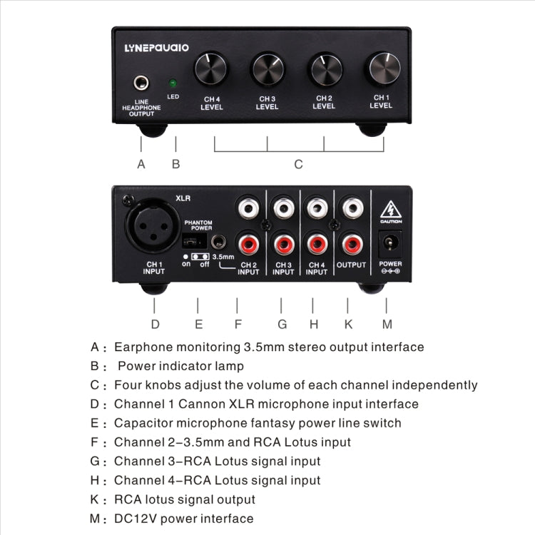 LINEPAUDIO B895 Five-channel Stereo Microphone Mixer with Earphone Monitoring(Black) -  by PMC TechLife | Online Shopping South Africa | PMC TechLife | Buy Now Pay Later Mobicred