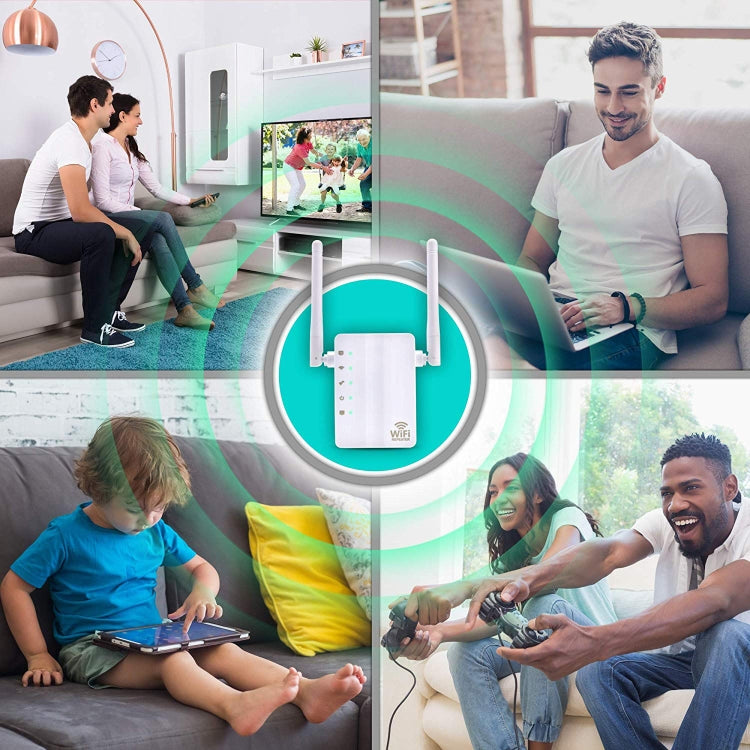 300Mbps Wireless-N Range Extender WiFi Repeater Signal Booster Network Router with 2 External Antenna, EU Plug(Black) - Broadband Amplifiers by PMC Jewellery | Online Shopping South Africa | PMC Jewellery | Buy Now Pay Later Mobicred
