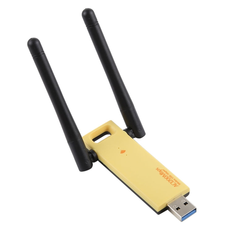 AC1200Mbps 2.4GHz & 5GHz Dual Band USB 3.0 WiFi Adapter External Network Card with 2 External Antenna(Yellow) - USB Network Adapter by PMC Jewellery | Online Shopping South Africa | PMC Jewellery | Buy Now Pay Later Mobicred
