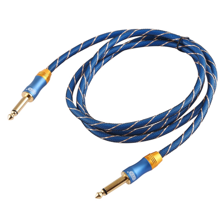 EMK 6.35mm Male to Male 3 Section Gold-plated Plug Grid Nylon Braided Audio Cable for Speaker Amplifier Mixer, Length: 1.5m(Blue) - Microphone Audio Cable & Connector by EMK | Online Shopping South Africa | PMC TechLife | Buy Now Pay Later Mobicred
