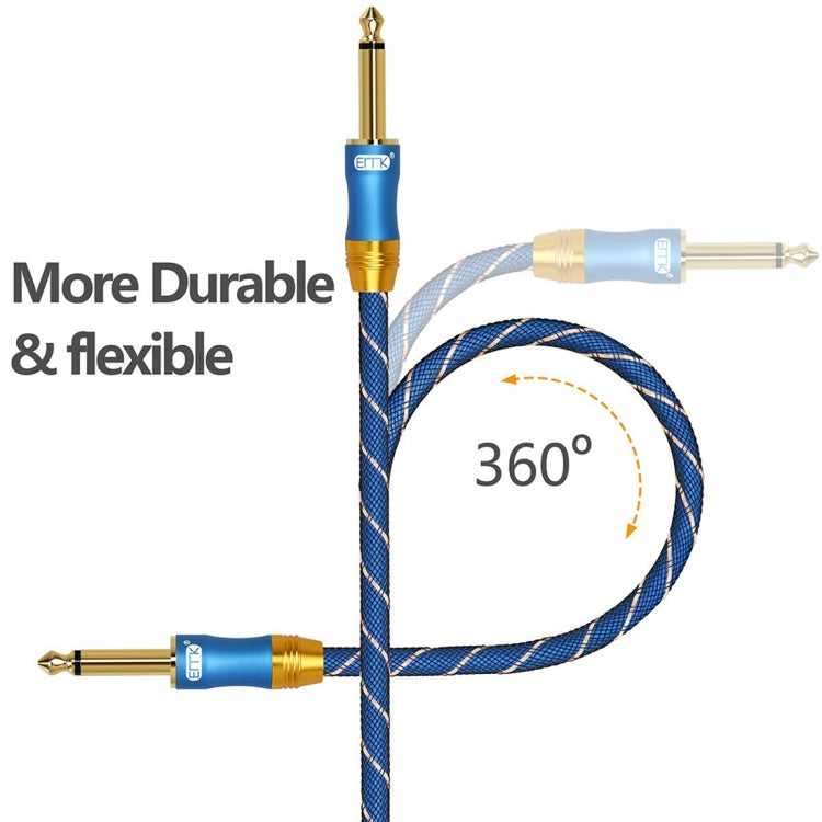 EMK 6.35mm Male to Male 3 Section Gold-plated Plug Grid Nylon Braided Audio Cable for Speaker Amplifier Mixer, Length: 1.5m(Blue) - Microphone Audio Cable & Connector by EMK | Online Shopping South Africa | PMC TechLife | Buy Now Pay Later Mobicred