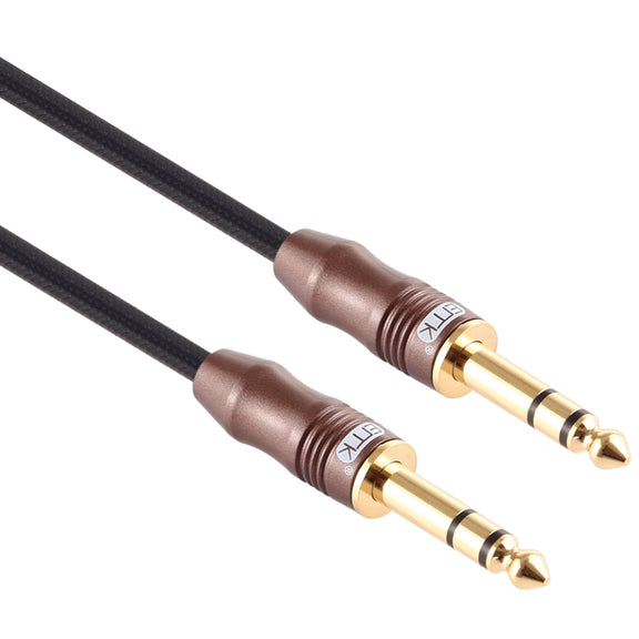 EMK 6.35mm Male to Male 4 Section Gold-plated Plug Cotton Braided Audio Cable for Guitar Amplifier Mixer, Length: 2m(Black)
