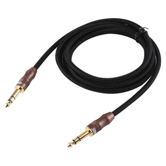 EMK 6.35mm Male to Male 4 Section Gold-plated Plug Cotton Braided Audio Cable for Guitar Amplifier Mixer, Length: 2m(Black)