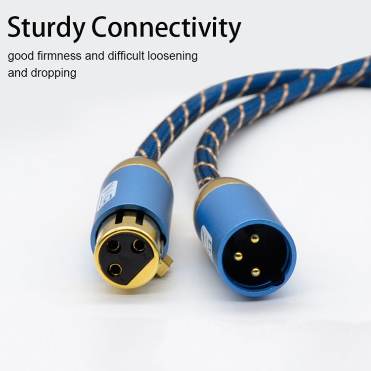 EMK XLR Male to Female Gold-plated Plug Grid Nylon Braided Cannon Audio Cable for XLR Jack Devices, Length: 2m(Blue) - Microphone Audio Cable & Connector by EMK | Online Shopping South Africa | PMC TechLife | Buy Now Pay Later Mobicred